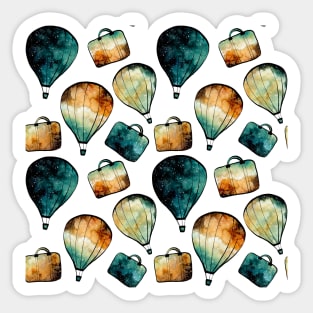 Watercolor Starry Sky, Air Balloons and Bags Sticker